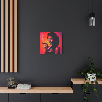 Canvas Wall Art, Pinup Woman Smoking Cigar for Man Cave, Cigar Aficionados, Retro Art Decor, Pinup Art Print, Wall Decor