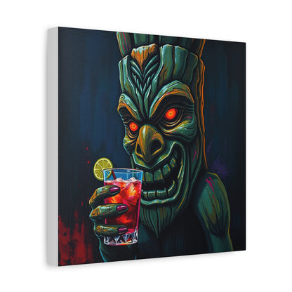 Tiki Bar Art Canvas, Unique Wall Decor for Home, Tiki Themed Gift, Tropical Vibe, Party Decoration, Bar Wall Art