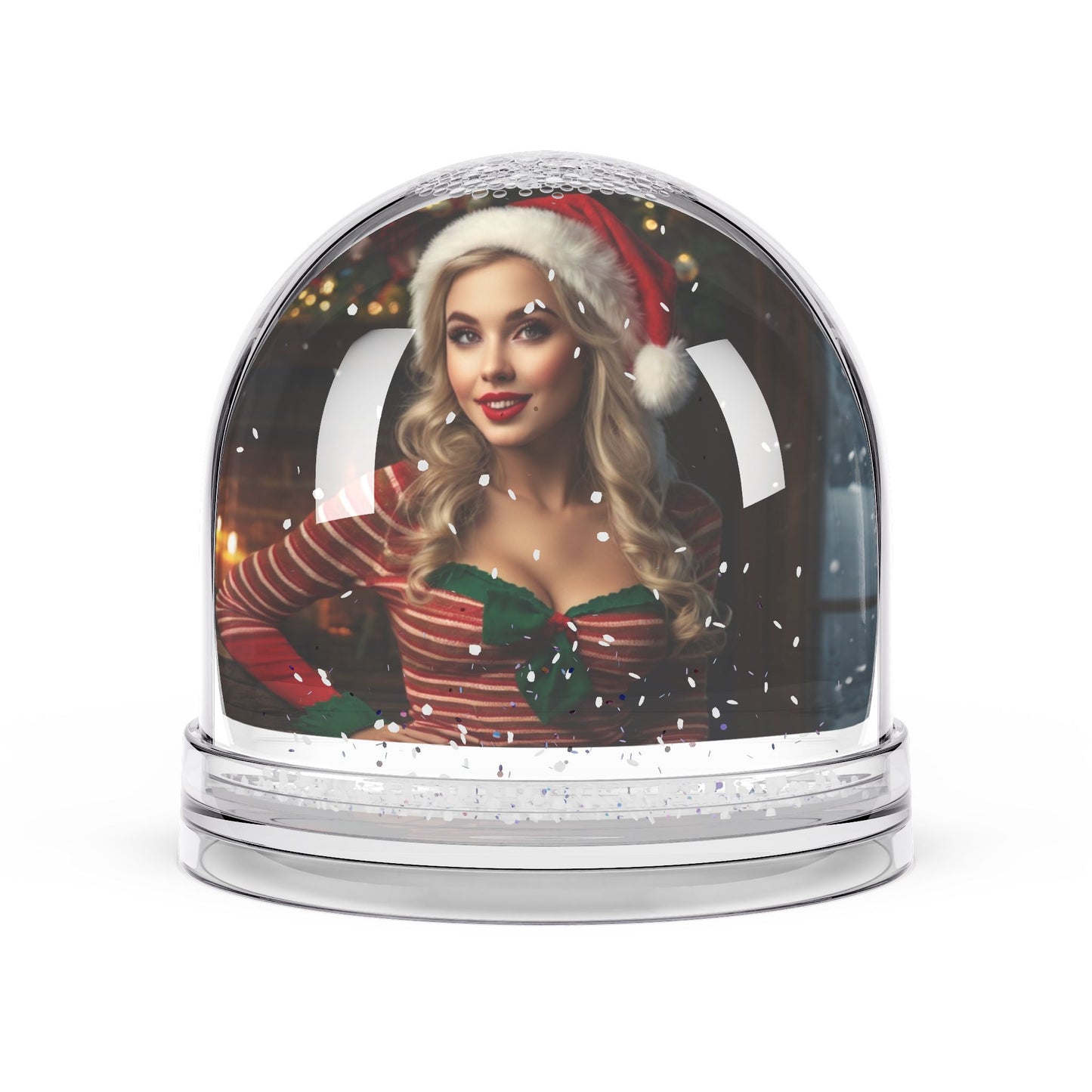 Retro Pinup Girl Christmas Snow Globe #1