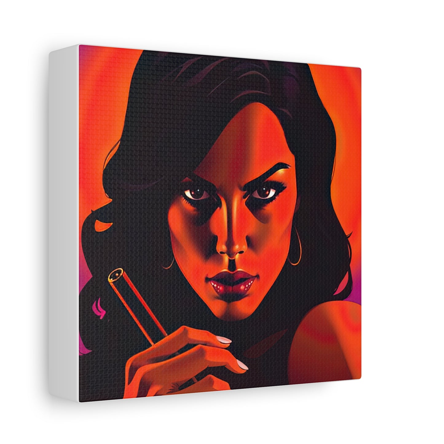 Canvas Wall Art, Pinup Woman Smoking Cigar for Man Cave, Cigar Aficionados, Retro Art Decor, Pinup Art Print, Wall Decor