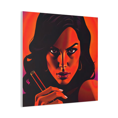 Canvas Wall Art, Pinup Woman Smoking Cigar for Man Cave, Cigar Aficionados, Retro Art Decor, Pinup Art Print, Wall Decor