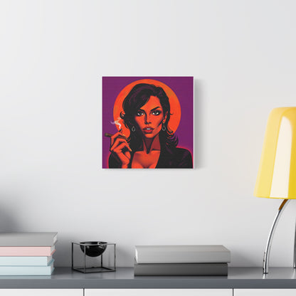 Canvas Wall Art, Pinup Woman Smoking Cigar for Man Cave, Cigar Aficionados, Retro Art Decor, Pinup Art Print, Wall Decor