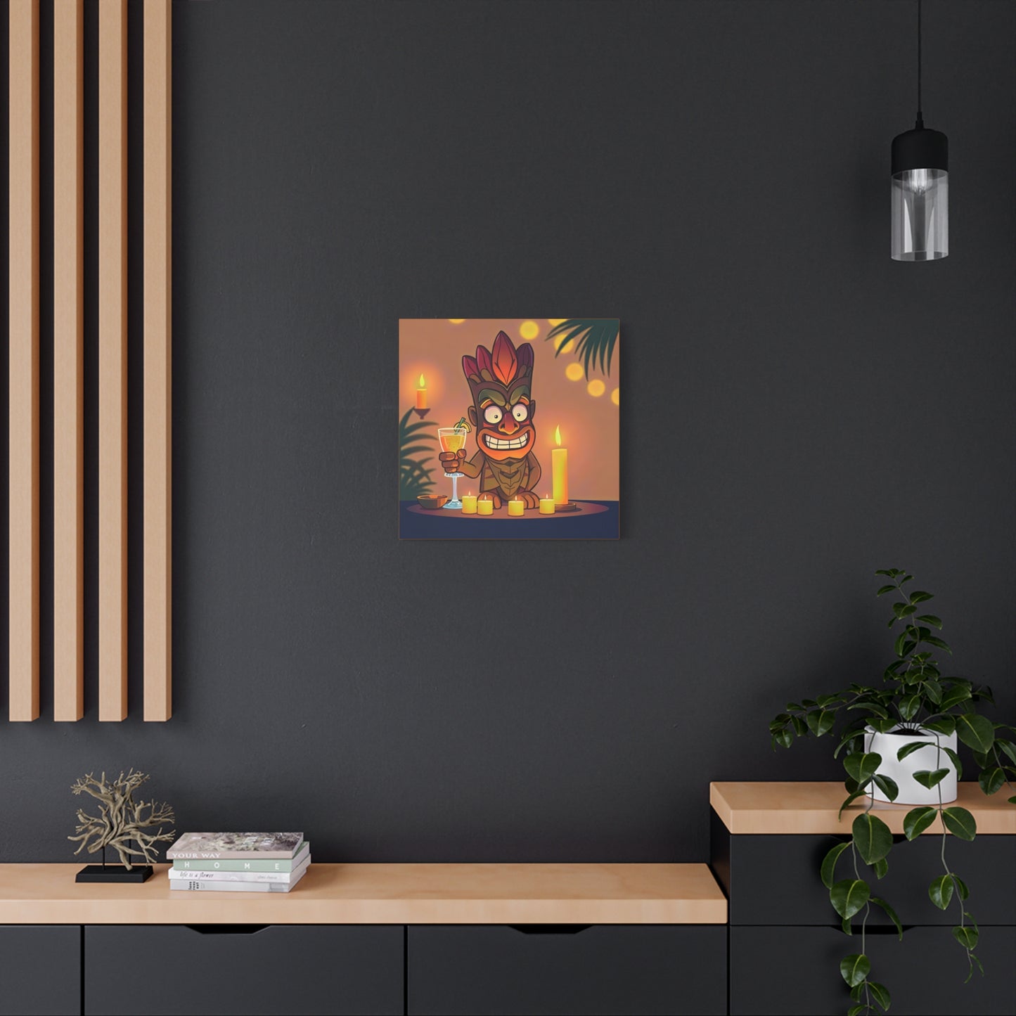 Canvas Print, Whimsical Retro Tiki Art, Tropical Drink, Matte Finish, 1 25", Wall Art, Home Decor, Beach House Decor, Hawaiian Decor,