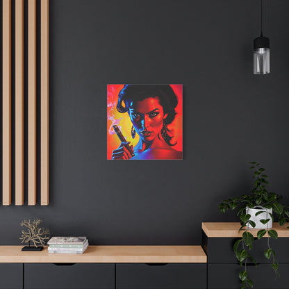 Canvas Wall Art, Pinup Woman Smoking Cigar for Man Cave, Cigar Aficionados, Retro Art Decor, Pinup Art Print, Wall Decor