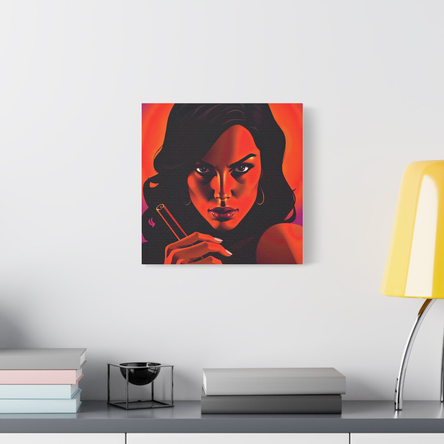 Canvas Wall Art, Pinup Woman Smoking Cigar for Man Cave, Cigar Aficionados, Retro Art Decor, Pinup Art Print, Wall Decor
