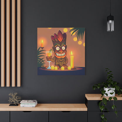 Canvas Print, Whimsical Retro Tiki Art, Tropical Drink, Matte Finish, 1 25", Wall Art, Home Decor, Beach House Decor, Hawaiian Decor,