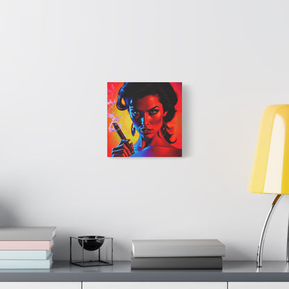 Canvas Wall Art, Pinup Woman Smoking Cigar for Man Cave, Cigar Aficionados, Retro Art Decor, Pinup Art Print, Wall Decor
