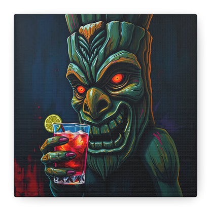 Tiki Bar Art Canvas, Unique Wall Decor for Home, Tiki Themed Gift, Tropical Vibe, Party Decoration, Bar Wall Art
