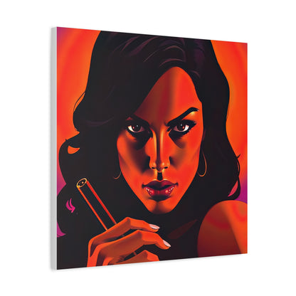 Canvas Wall Art, Pinup Woman Smoking Cigar for Man Cave, Cigar Aficionados, Retro Art Decor, Pinup Art Print, Wall Decor