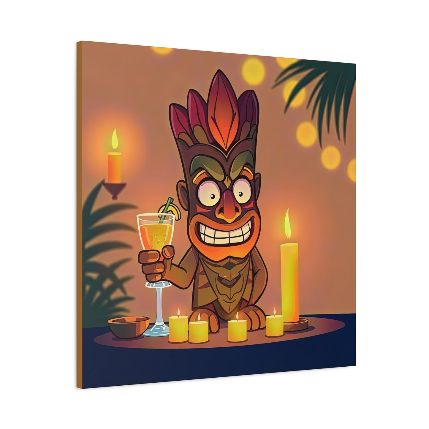 Canvas Print, Whimsical Retro Tiki Art, Tropical Drink, Matte Finish, 1 25", Wall Art, Home Decor, Beach House Decor, Hawaiian Decor,