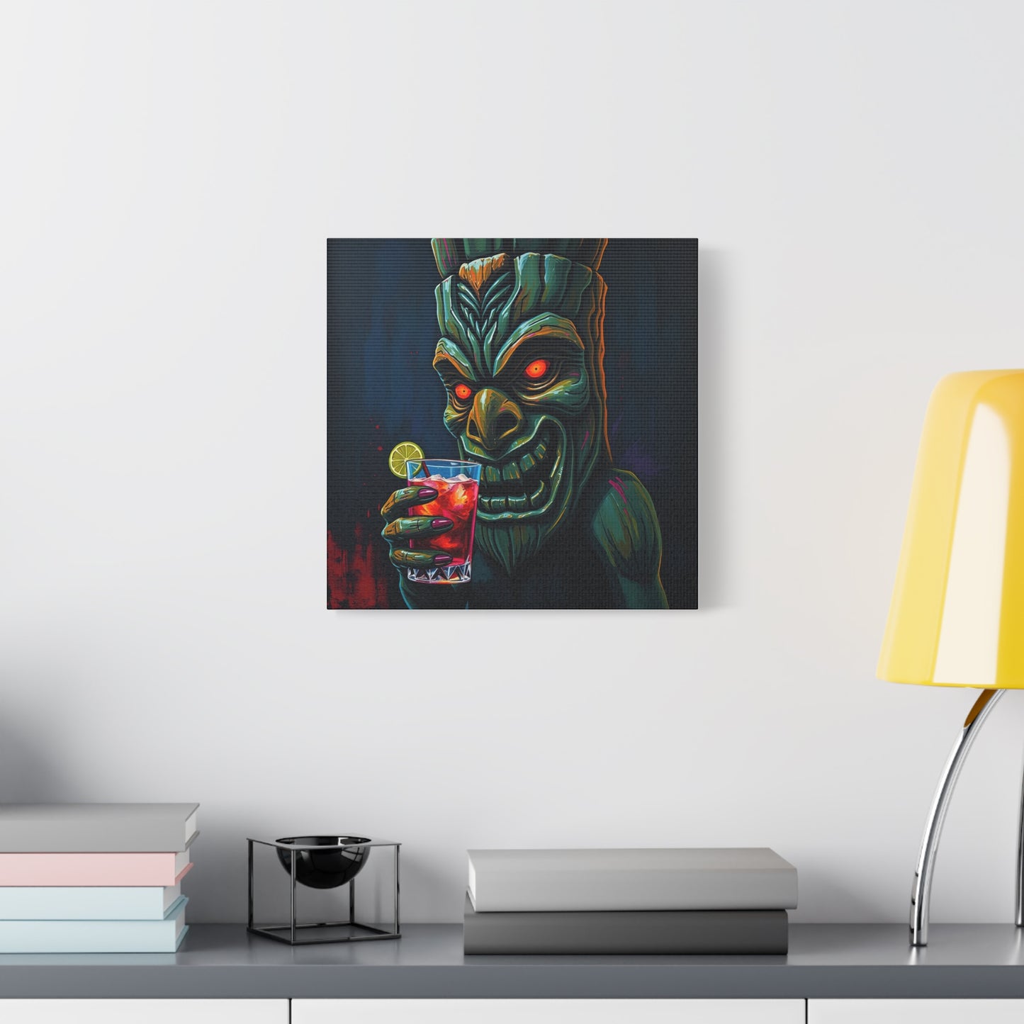 Tiki Bar Art Canvas, Unique Wall Decor for Home, Tiki Themed Gift, Tropical Vibe, Party Decoration, Bar Wall Art