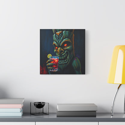 Tiki Bar Art Canvas, Unique Wall Decor for Home, Tiki Themed Gift, Tropical Vibe, Party Decoration, Bar Wall Art