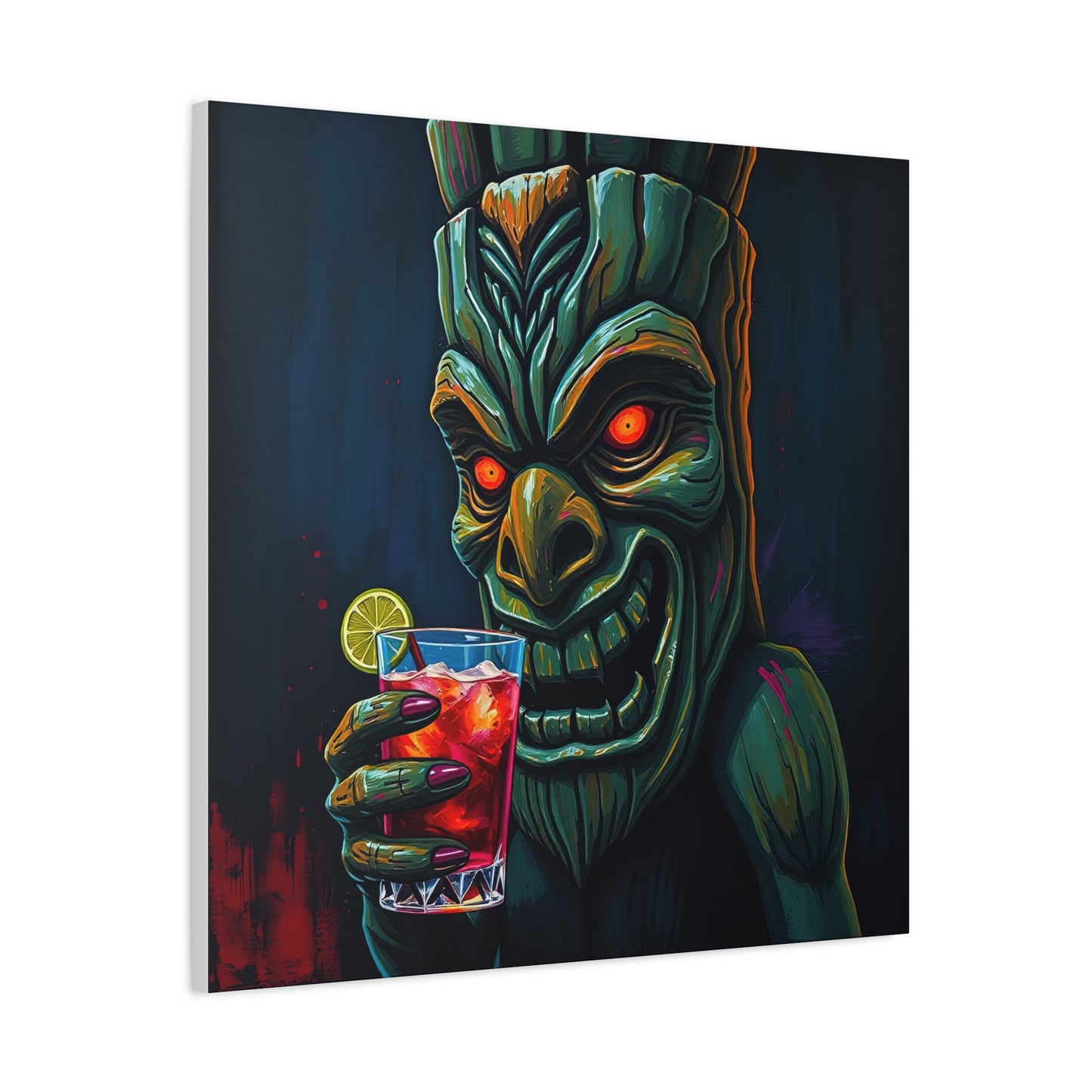 Tiki Bar Art Canvas, Unique Wall Decor for Home, Tiki Themed Gift, Tropical Vibe, Party Decoration, Bar Wall Art