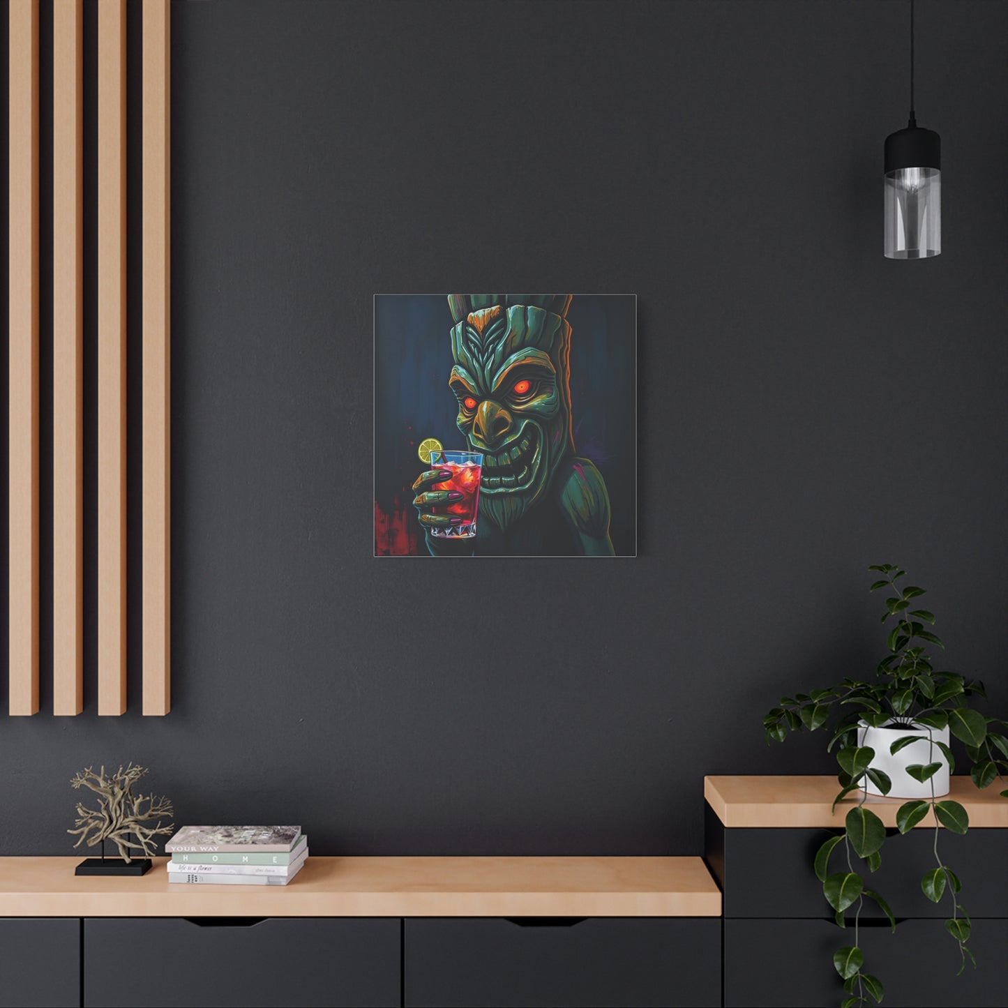 Tiki Bar Art Canvas, Unique Wall Decor for Home, Tiki Themed Gift, Tropical Vibe, Party Decoration, Bar Wall Art