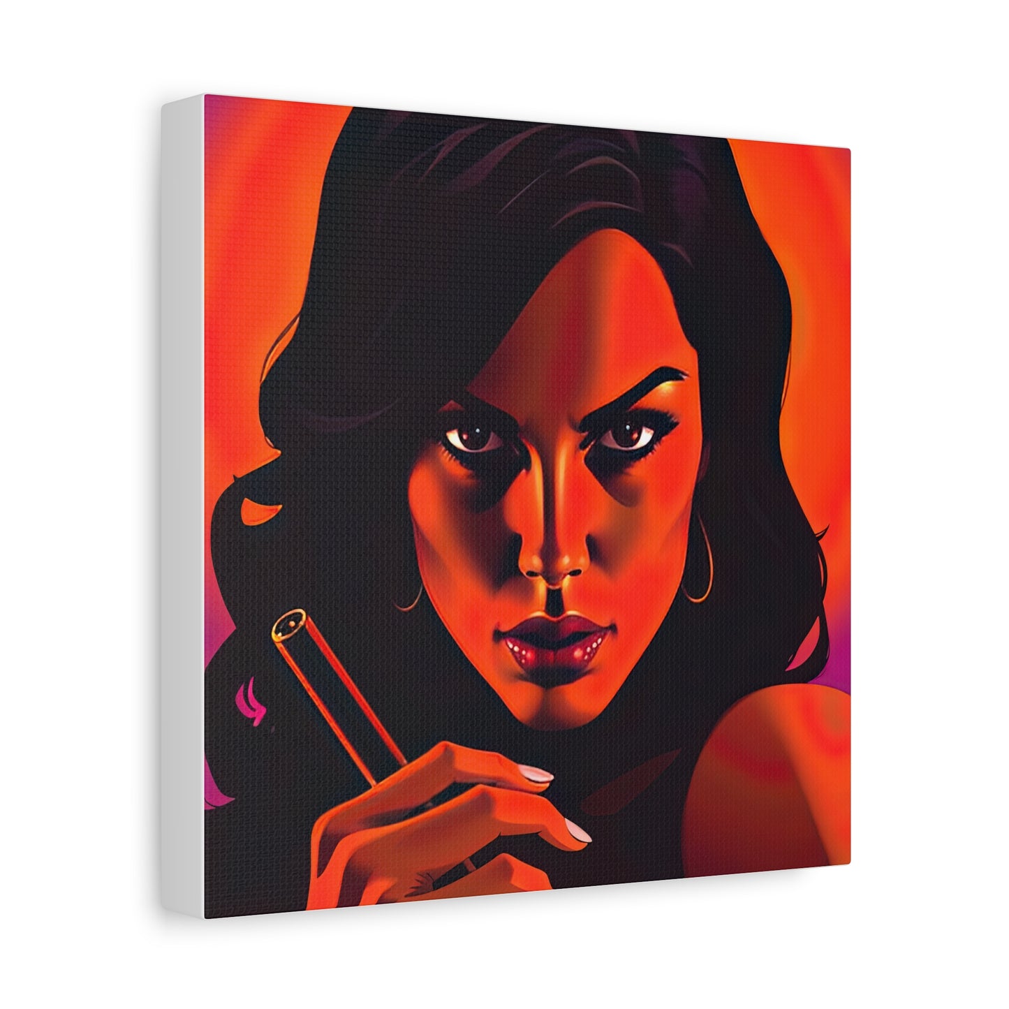 Canvas Wall Art, Pinup Woman Smoking Cigar for Man Cave, Cigar Aficionados, Retro Art Decor, Pinup Art Print, Wall Decor