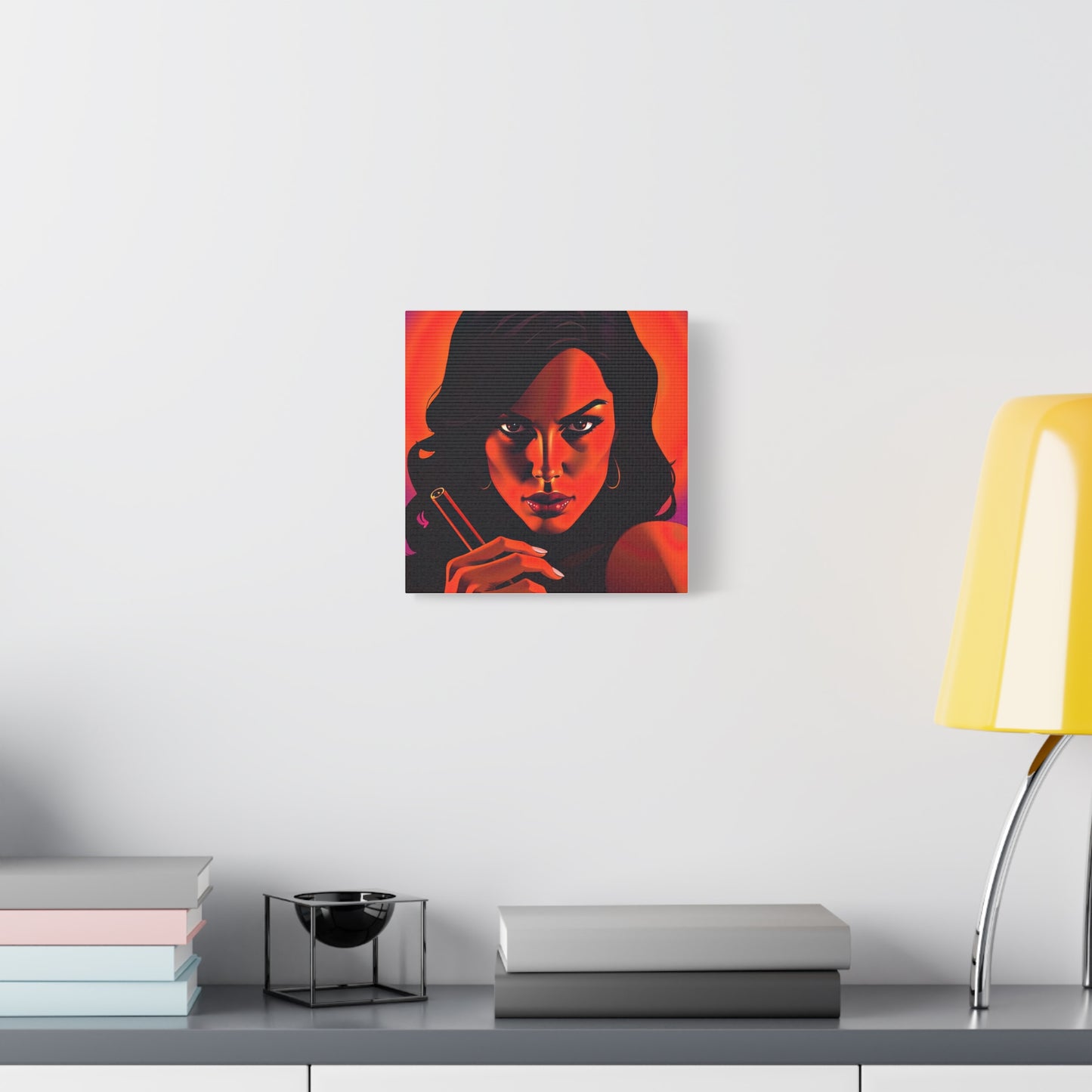 Canvas Wall Art, Pinup Woman Smoking Cigar for Man Cave, Cigar Aficionados, Retro Art Decor, Pinup Art Print, Wall Decor