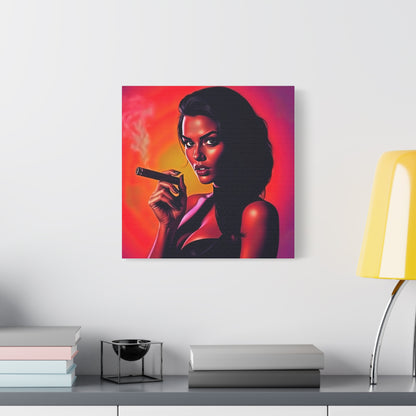 Canvas Wall Art, Pinup Woman Smoking Cigar for Man Cave, Cigar Aficionados, Retro Art Decor, Pinup Art Print, Wall Decor