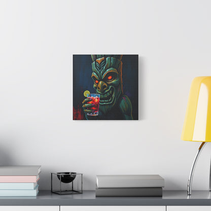 Tiki Bar Art Canvas, Unique Wall Decor for Home, Tiki Themed Gift, Tropical Vibe, Party Decoration, Bar Wall Art