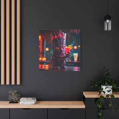 Canvas Print, Exotic Tiki Statue with Drink, Tiki Location Art, Home Decor, Wall Art, Tropical Print, Tiki Decor