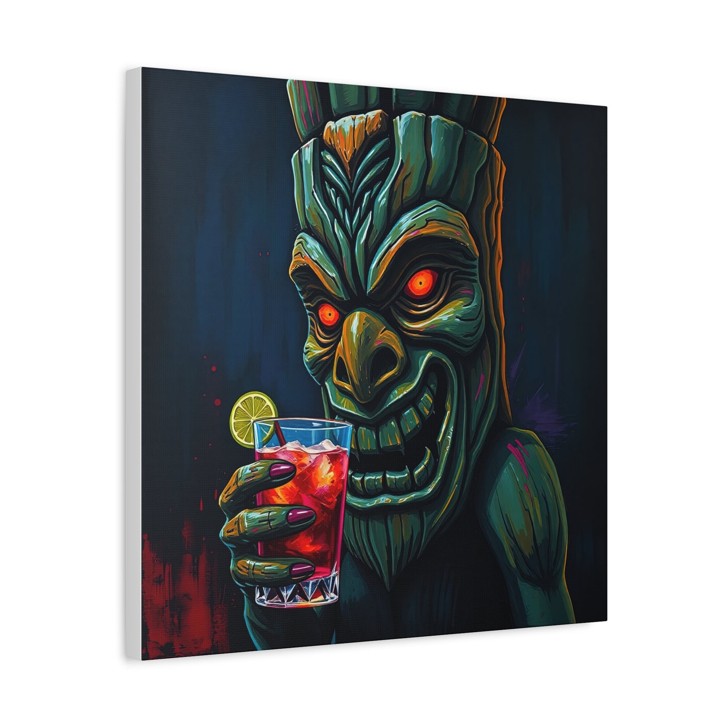 Tiki Bar Art Canvas, Unique Wall Decor for Home, Tiki Themed Gift, Tropical Vibe, Party Decoration, Bar Wall Art