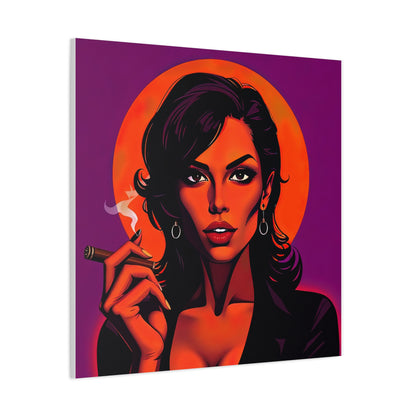 Canvas Wall Art, Pinup Woman Smoking Cigar for Man Cave, Cigar Aficionados, Retro Art Decor, Pinup Art Print, Wall Decor