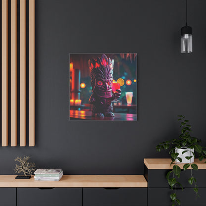 Canvas Print, Exotic Tiki Statue with Drink, Tiki Location Art, Home Decor, Wall Art, Tropical Print, Tiki Decor