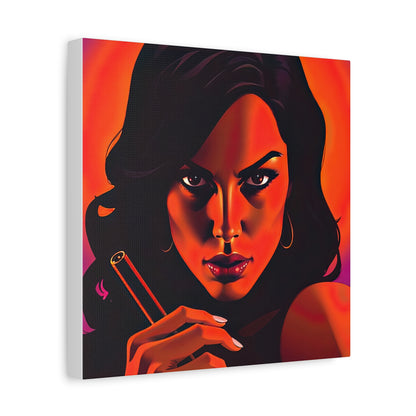 Canvas Wall Art, Pinup Woman Smoking Cigar for Man Cave, Cigar Aficionados, Retro Art Decor, Pinup Art Print, Wall Decor