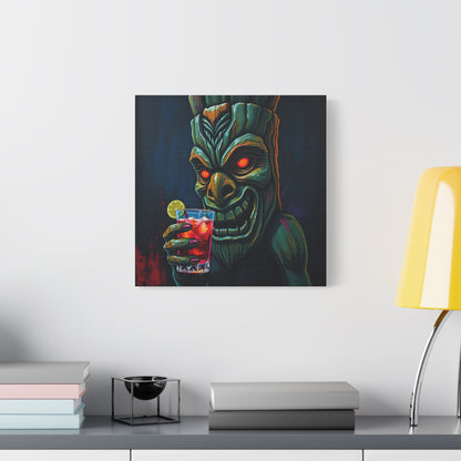 Tiki Bar Art Canvas, Unique Wall Decor for Home, Tiki Themed Gift, Tropical Vibe, Party Decoration, Bar Wall Art