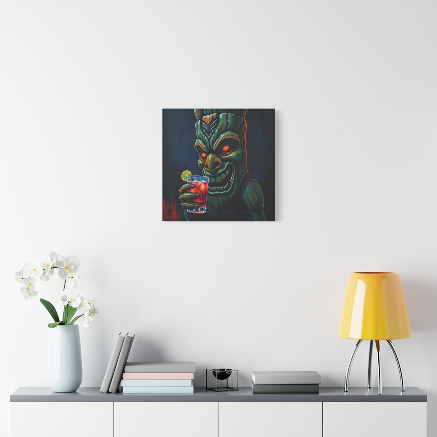 Tiki Bar Art Canvas, Unique Wall Decor for Home, Tiki Themed Gift, Tropical Vibe, Party Decoration, Bar Wall Art