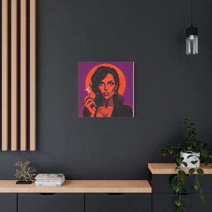 Canvas Wall Art, Pinup Woman Smoking Cigar for Man Cave, Cigar Aficionados, Retro Art Decor, Pinup Art Print, Wall Decor