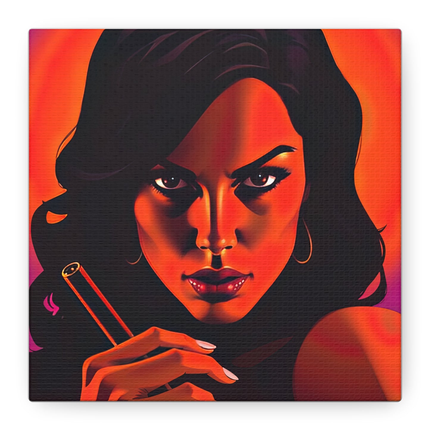 Canvas Wall Art, Pinup Woman Smoking Cigar for Man Cave, Cigar Aficionados, Retro Art Decor, Pinup Art Print, Wall Decor