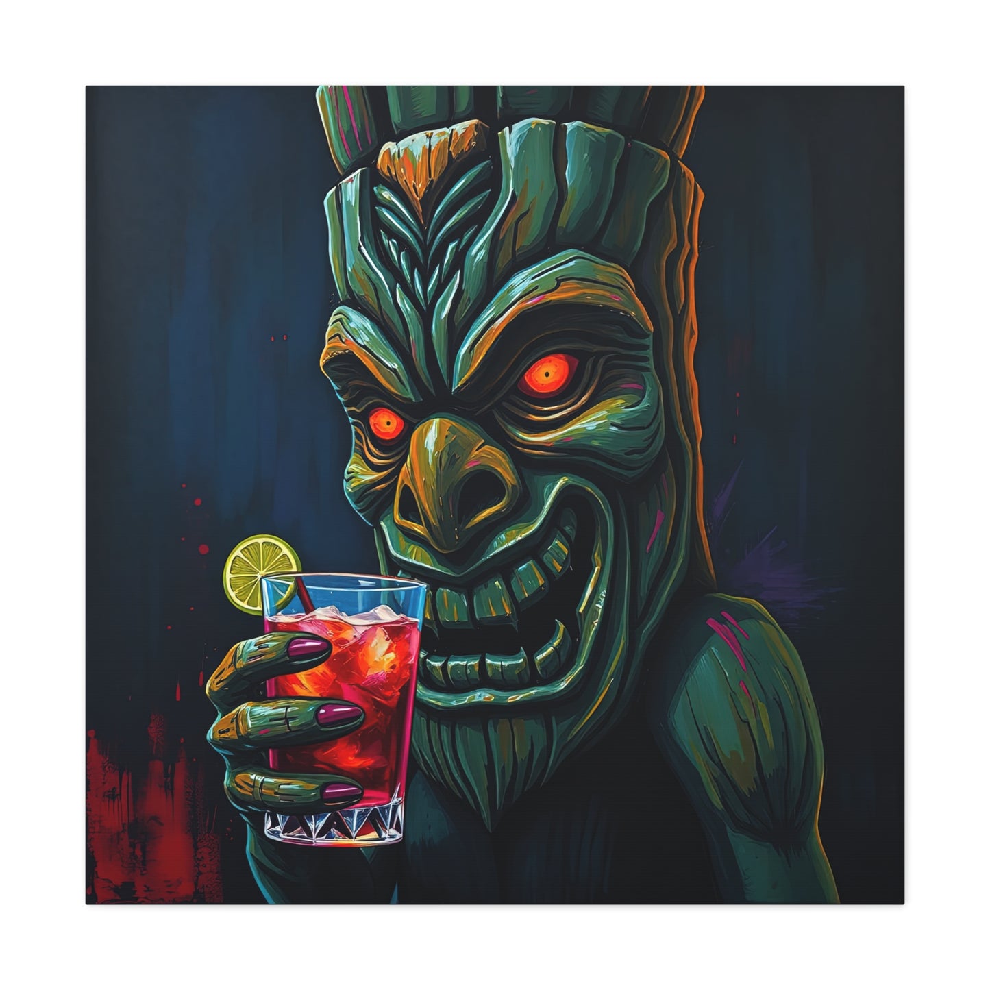 Tiki Bar Art Canvas, Unique Wall Decor for Home, Tiki Themed Gift, Tropical Vibe, Party Decoration, Bar Wall Art