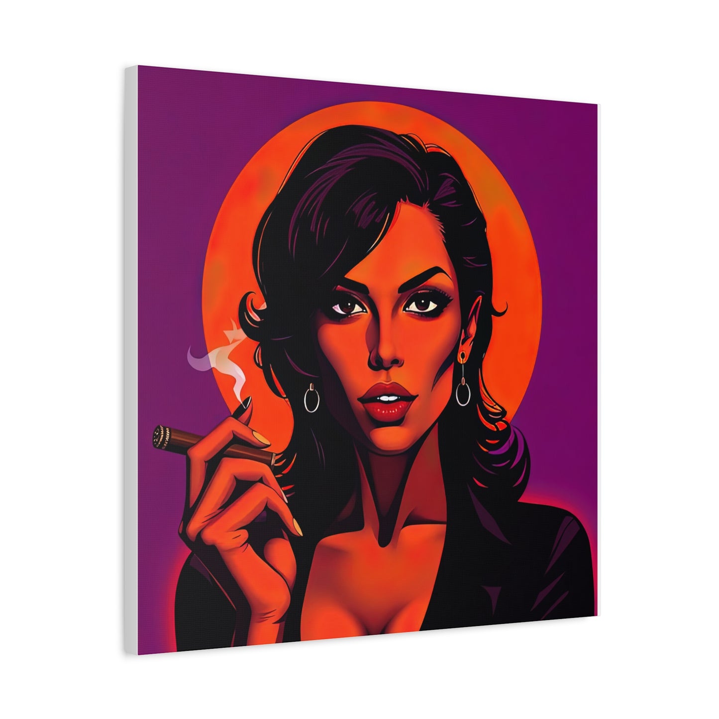 Canvas Wall Art, Pinup Woman Smoking Cigar for Man Cave, Cigar Aficionados, Retro Art Decor, Pinup Art Print, Wall Decor