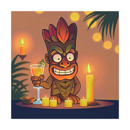 Canvas Print, Whimsical Retro Tiki Art, Tropical Drink, Matte Finish, 1 25", Wall Art, Home Decor, Beach House Decor, Hawaiian Decor,