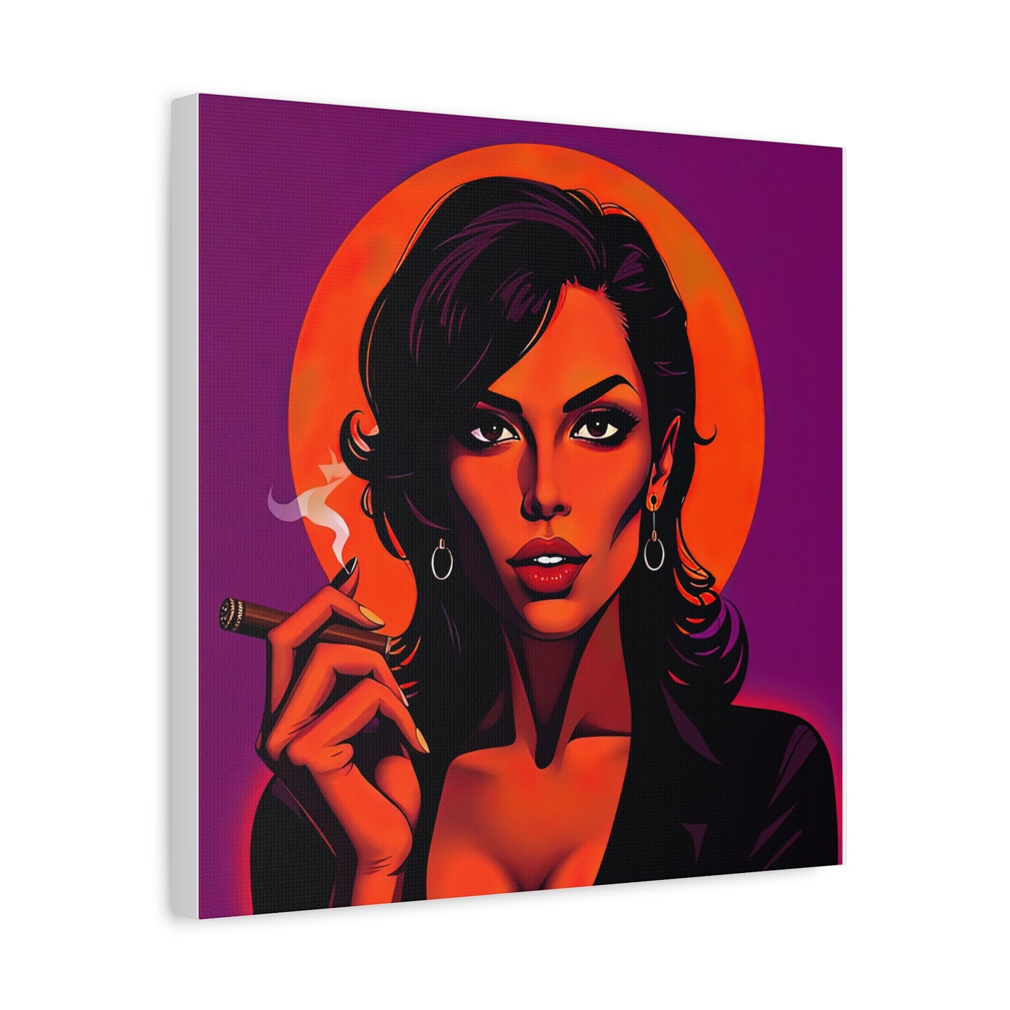 Canvas Wall Art, Pinup Woman Smoking Cigar for Man Cave, Cigar Aficionados, Retro Art Decor, Pinup Art Print, Wall Decor