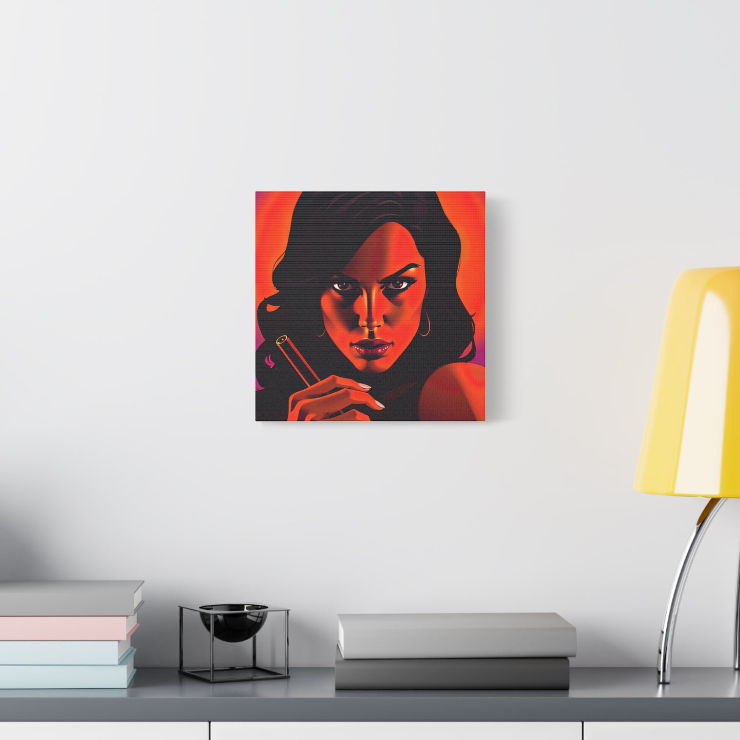 Canvas Wall Art, Pinup Woman Smoking Cigar for Man Cave, Cigar Aficionados, Retro Art Decor, Pinup Art Print, Wall Decor