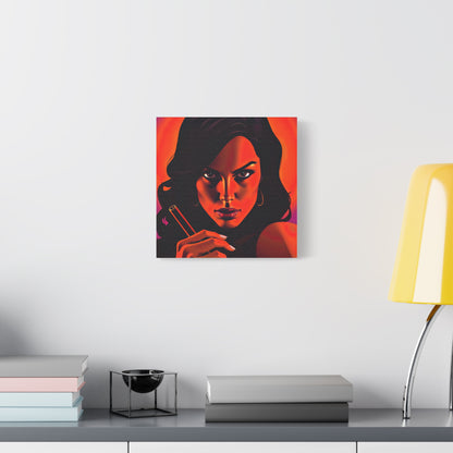 Canvas Wall Art, Pinup Woman Smoking Cigar for Man Cave, Cigar Aficionados, Retro Art Decor, Pinup Art Print, Wall Decor