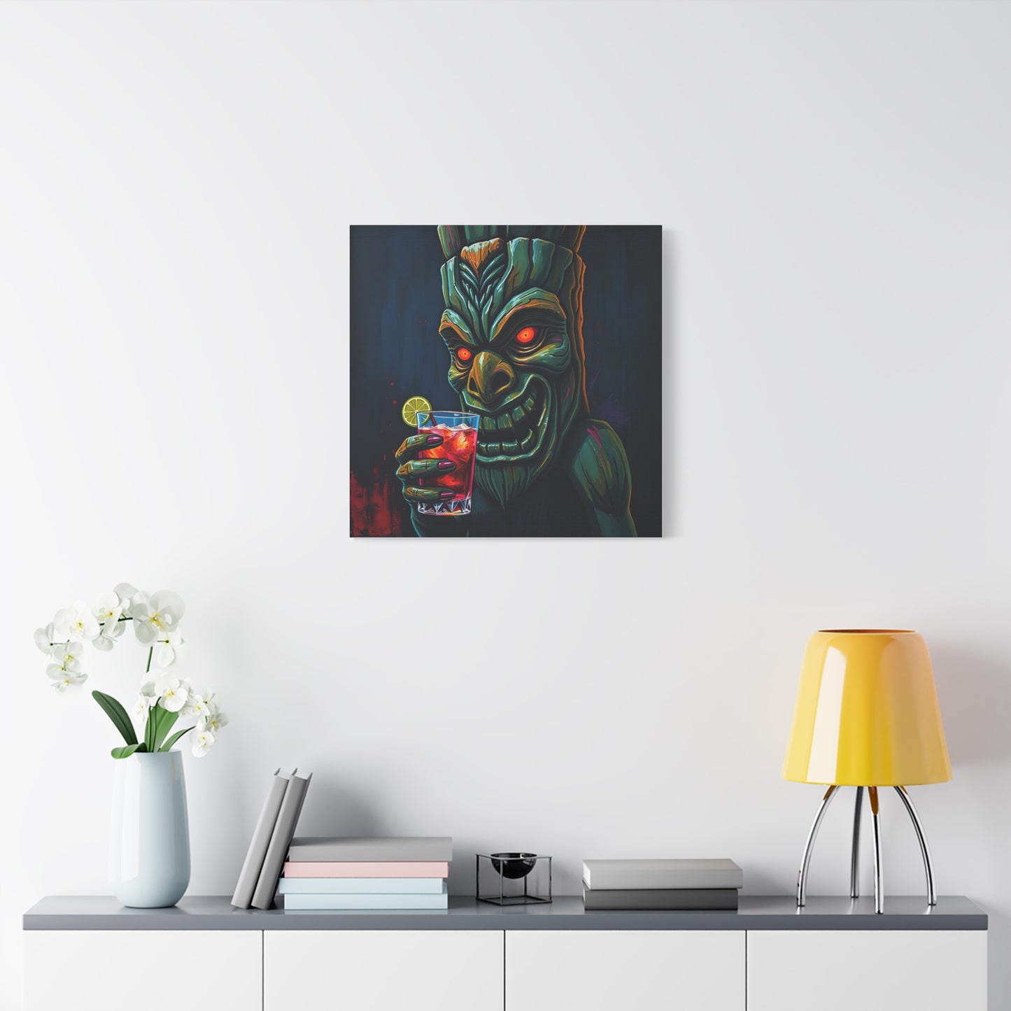 Tiki Bar Art Canvas, Unique Wall Decor for Home, Tiki Themed Gift, Tropical Vibe, Party Decoration, Bar Wall Art
