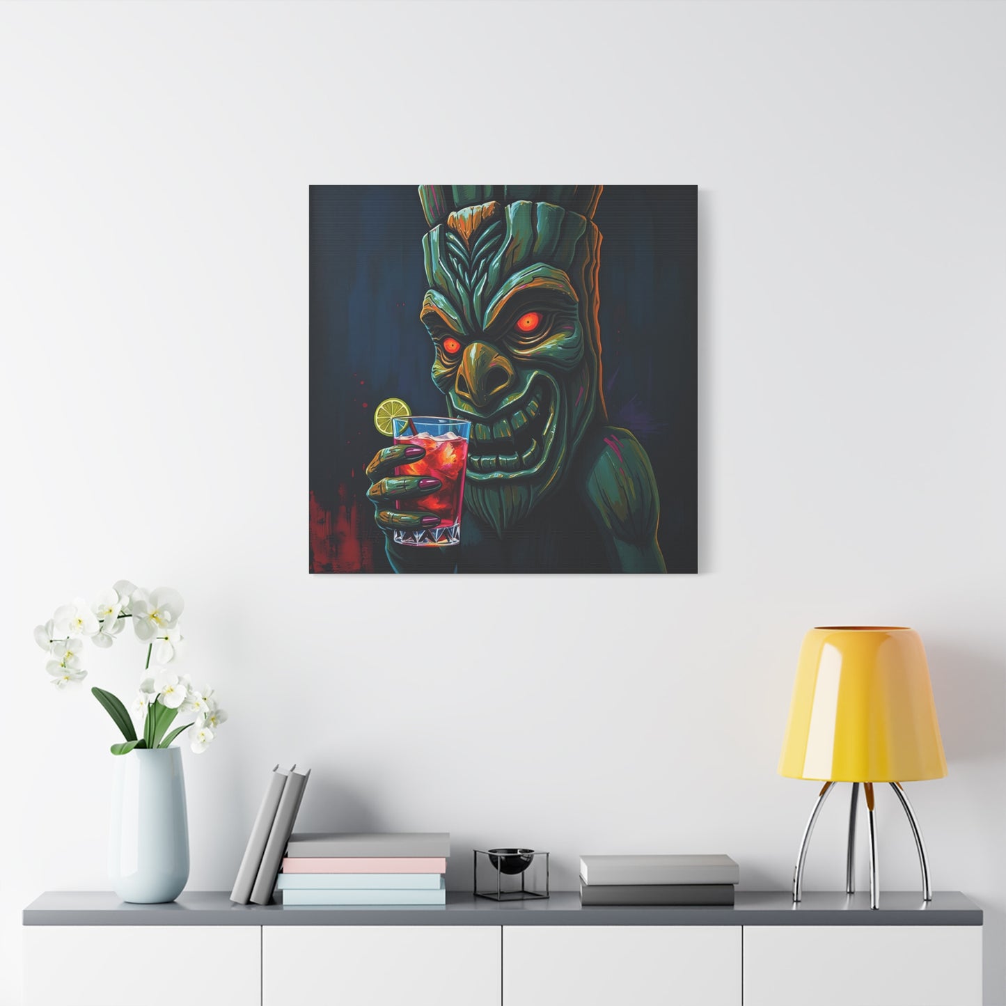 Tiki Bar Art Canvas, Unique Wall Decor for Home, Tiki Themed Gift, Tropical Vibe, Party Decoration, Bar Wall Art