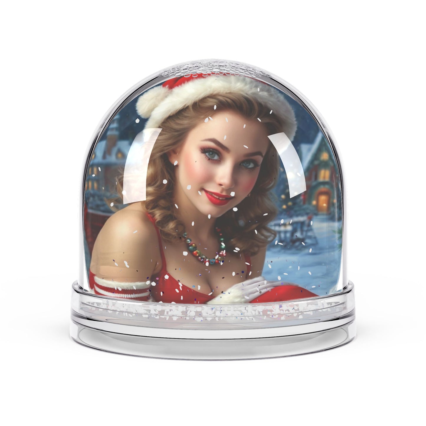 Retro Pinup Girl Christmas Snow Globe #5