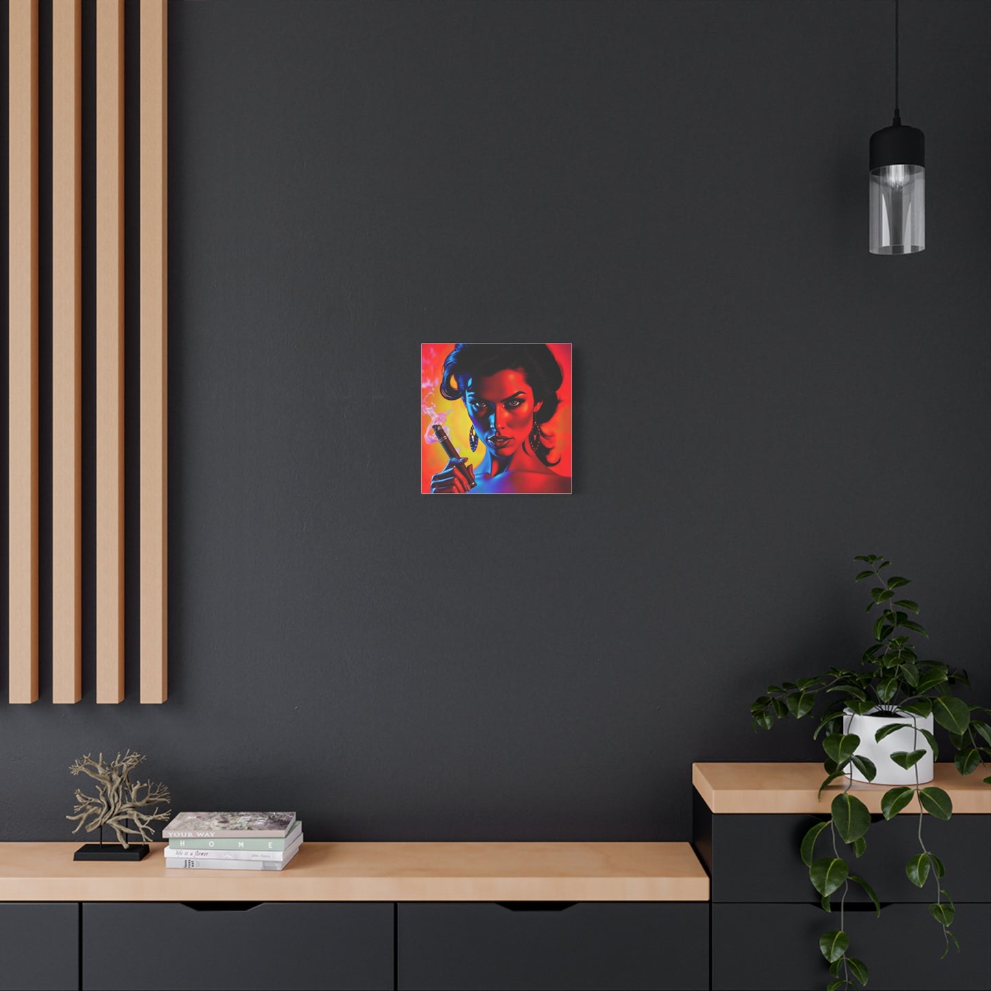 Canvas Wall Art, Pinup Woman Smoking Cigar for Man Cave, Cigar Aficionados, Retro Art Decor, Pinup Art Print, Wall Decor
