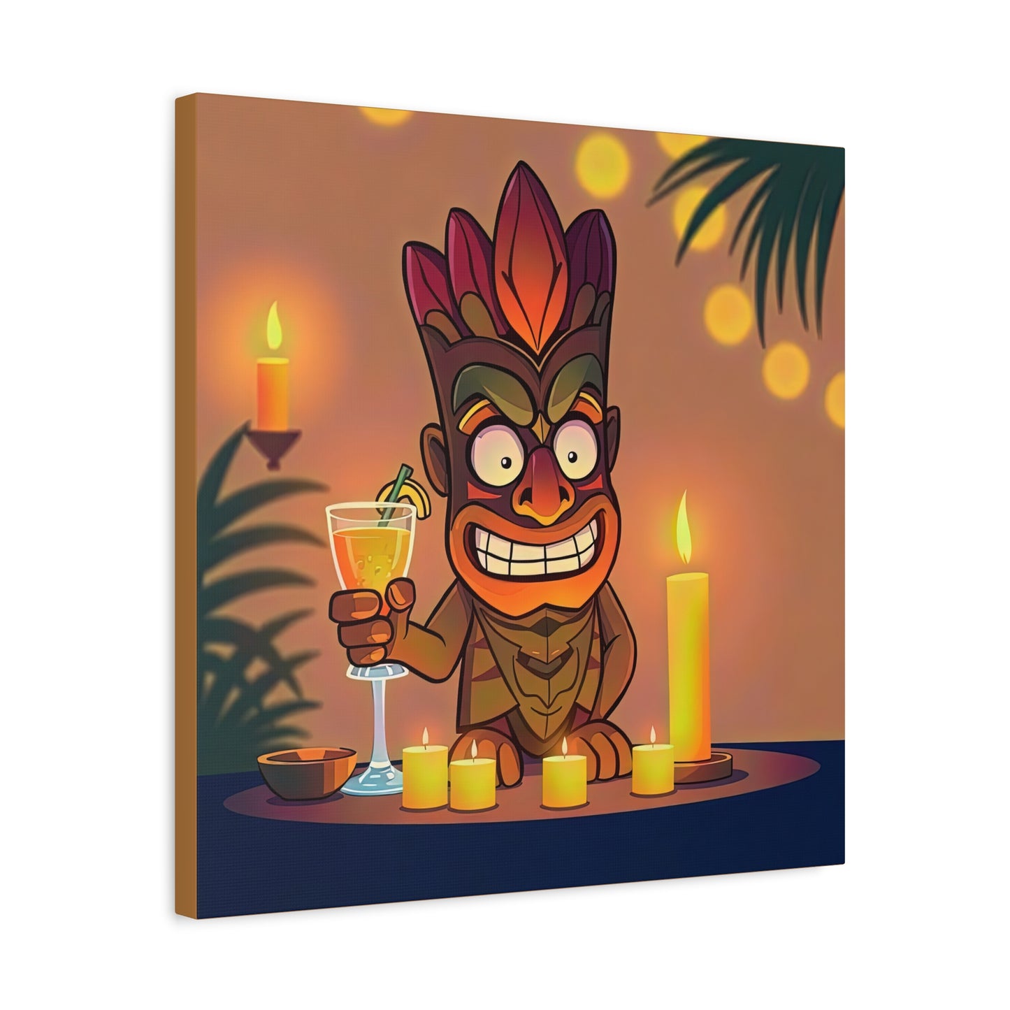 Canvas Print, Whimsical Retro Tiki Art, Tropical Drink, Matte Finish, 1 25", Wall Art, Home Decor, Beach House Decor, Hawaiian Decor,