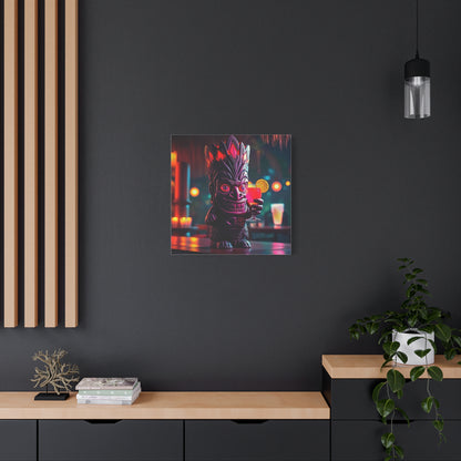 Canvas Print, Exotic Tiki Statue with Drink, Tiki Location Art, Home Decor, Wall Art, Tropical Print, Tiki Decor